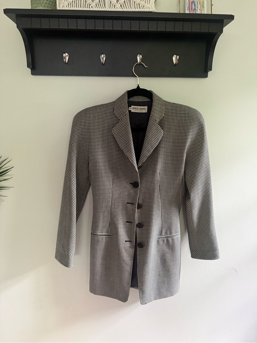 Giorgio Armani Black and White Houndstooth Blazer